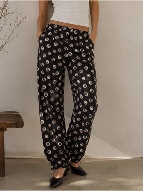 Hoss Intropia Geometric Print Cotton Trousers with Ankle Ties